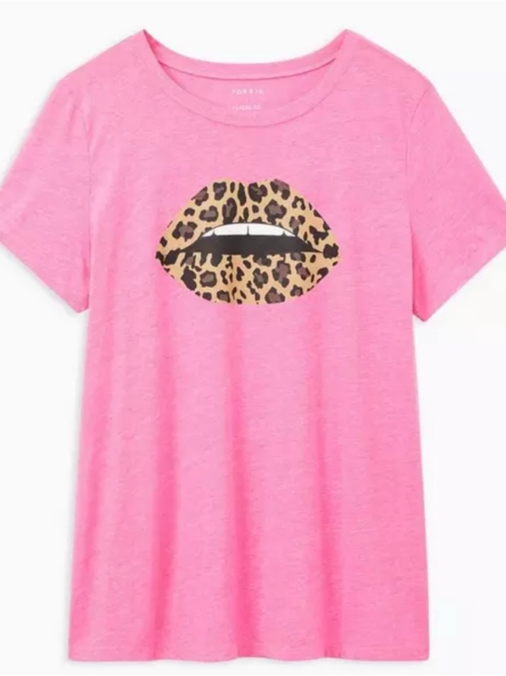 Torrid classic fit pink leopard lips tee